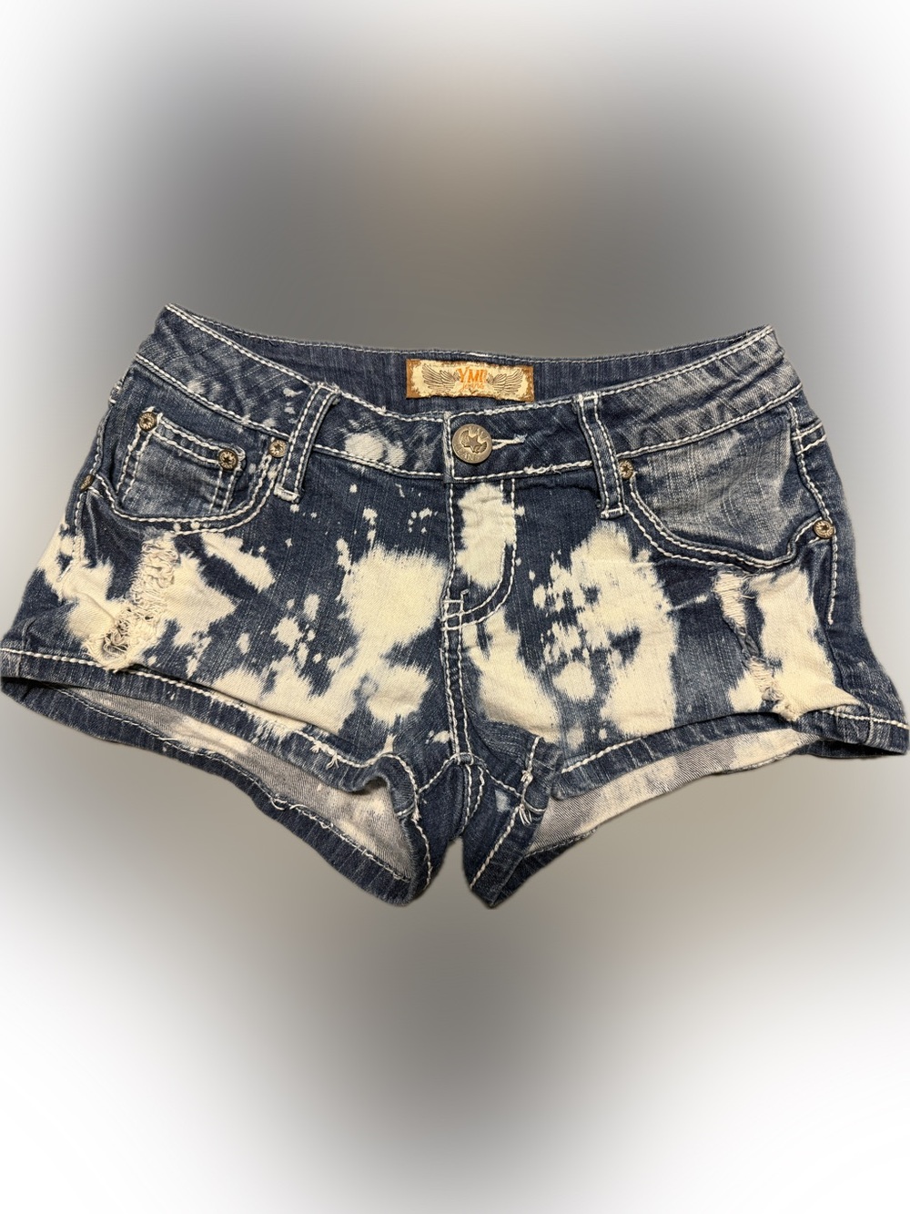 YMI Blue and White Tie-Dye Denim
Shorts
